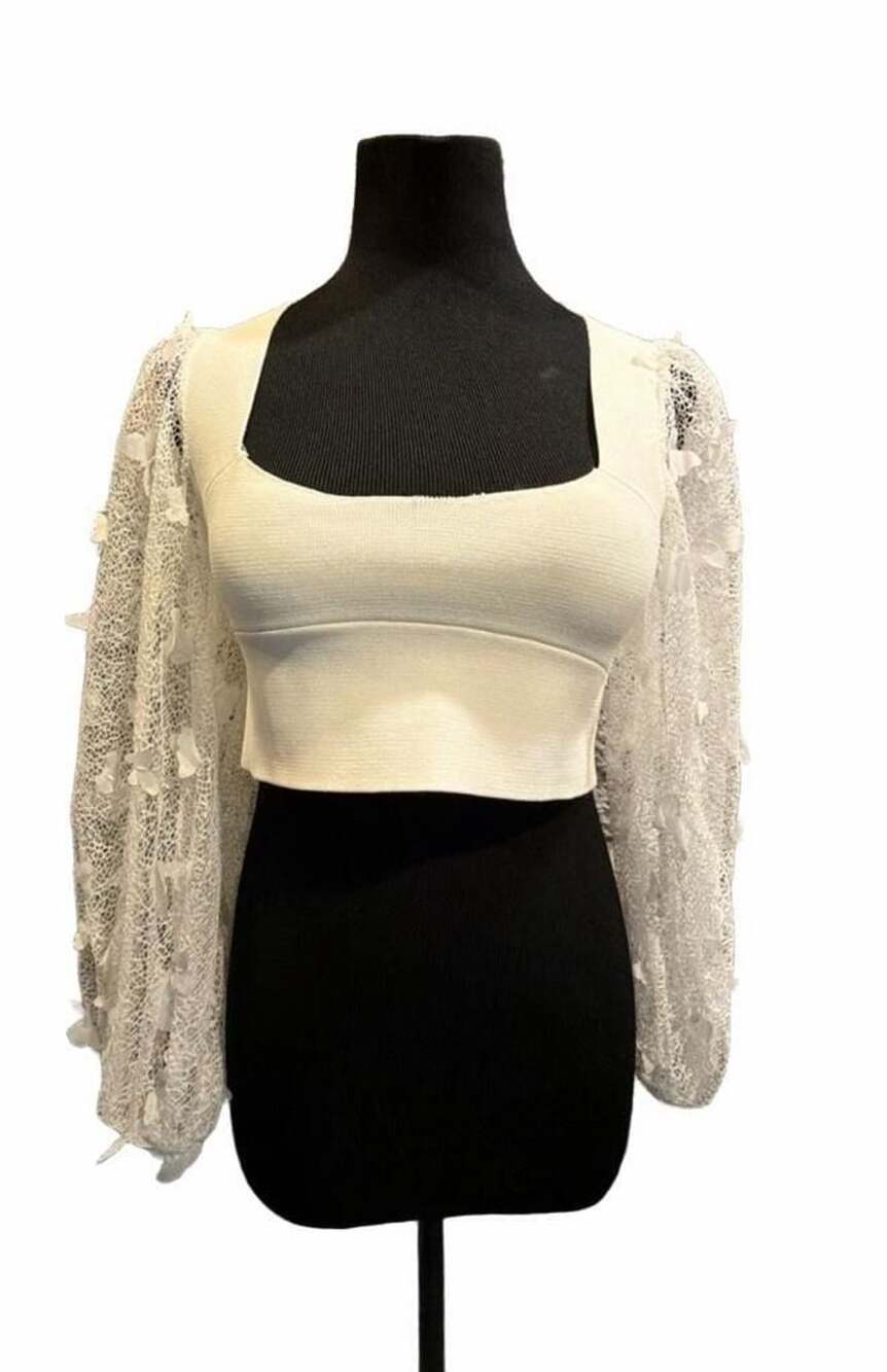 890 Free People Flutter By Crop Top Small White